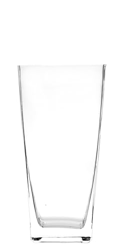Large Clear Glass Vase with Square Section - Measures 10 x 10 x 20 cm