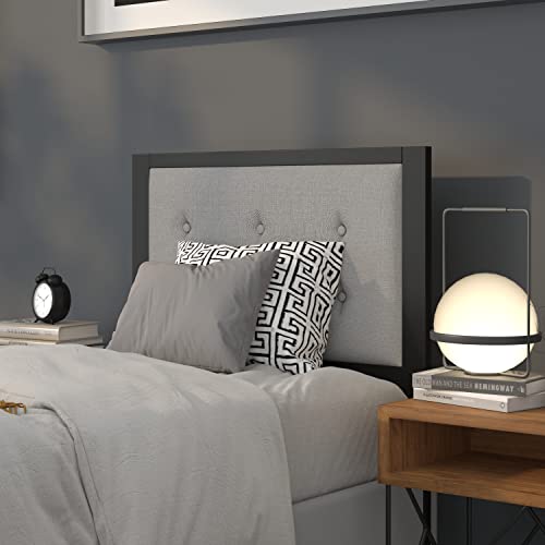 Flash Furniture Bristol Metal Tufted Upholstered Twin Size Headboard in Light Gray Fabric