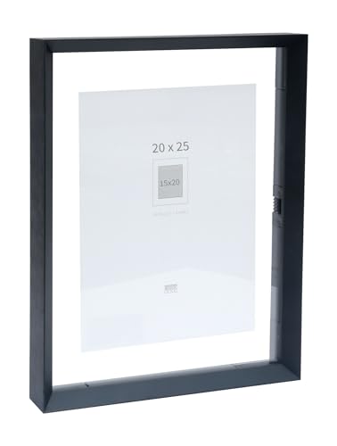 Deknudt Frames - Photo frame - between two glasses - black edge - aluminium - for size up to 20x25 cm - S028K2 - to stand or hang