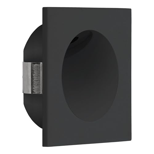 Eglo Wall recessed Light Zarate, Square Spotlight, Metal Stair Lighting in Black, Warm White spot, 8 x cm