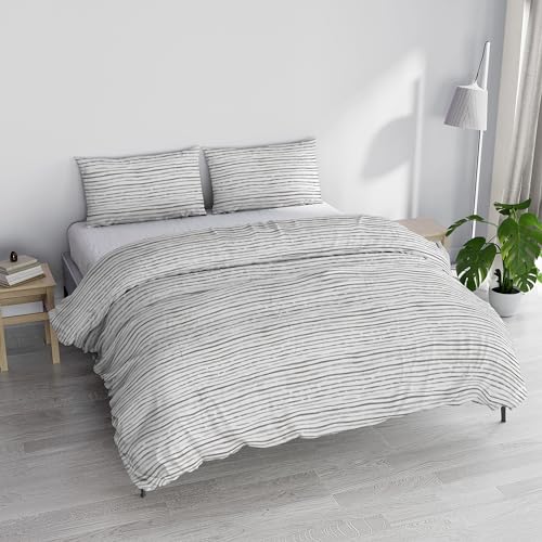 Italian Bed Linen PRINTED COLORS Duvet Cover Set, Made in Italy, Strands Taupe, Double