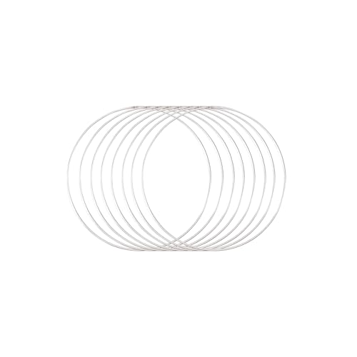Vaessen Creative Metal Ring White Circle of ?? 7.8 inches (20 cm), 8 Pieces of 3 mm Thick Wire Wreath Frame, Floral Hoop for Crafts, Macrame and Dream Catchers