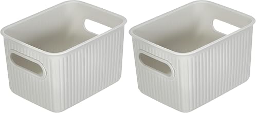 Tatay 7010101 Baobab Small Multi-Purpose Storage Basket with 1.5 Litre Capacity, White Parchment, 12.8 x 16.7 x 10 (Pack of 2)
