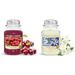 Yankee Candle Scented Candle - Black Cherry Large Jar Candle - Long Burning Candles: up to 150 Hours & Scented Candle - Midnight Jasmine Large Jar Candle - Burn Time : Up to 150 Hours