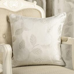 Curtina Natural Beige Cushion (43 x 43cm) - Cream Floral Luxury Jacquard Cushion in Ivory for Bedroom & Living Room - Inserts With Covers Included
