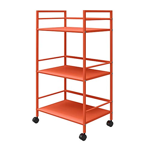 DHP Furniture Cache Metal Rolling Cart Orange Serving Trolley