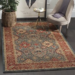 SAFAVIEH Traditional Rug for Living Room, Dining Room, Bedroom - Mahal Collection, Short Pile, in Navy and Red, 91 X 152 cm