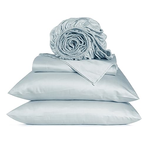 URBANHUT 800 Thread Count King Size Sheets - Egyptian Cotton, Soft & Breathable, 4 Pc Bed Sheet Set with Deep Pocket - Light Blue
