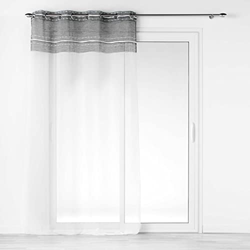 Douceur d'Intérieur, Aloria Top Sandblasted Linen Look Woven Eyelet Curtains 140 x 280 cm