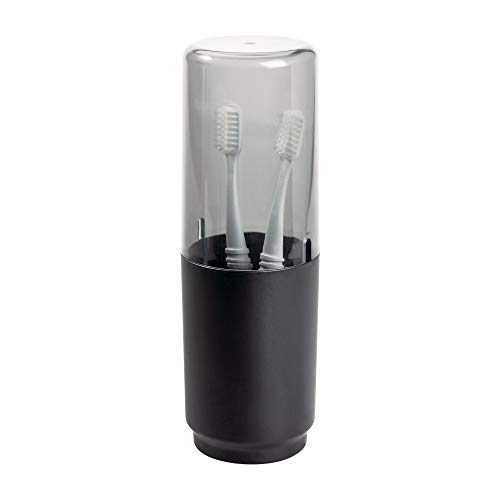 iDesign 28027 Austin Case, Metal and Plastic Stand with Cover, Regular and Electric Toothbrush Holder, Matte Black, 7.6 cm in diameter x 22.9 cm