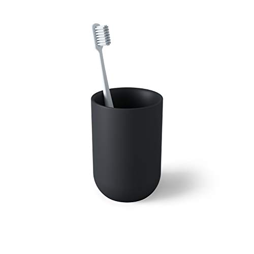 Umbra Junip Bath Accessories Tumbler - Modern White Resin Holder and Organizer, Perfect for Holding Toothbrushes, Make-up Brushes and Various Bath Items, Black