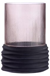 Casablanca Decorative Flower Vase Groove Glass Brown Height 19.5 cm