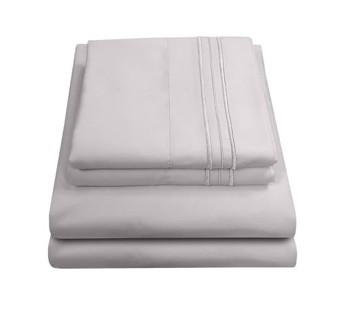 Queen Size Bed Sheets - Breathable Luxury Sheets with Full Elastic & Secure Corner Straps Built In - 1800 Supreme Collection Extra Soft Deep Pocket Bedding Set, Sheet Set, Queen, Silver