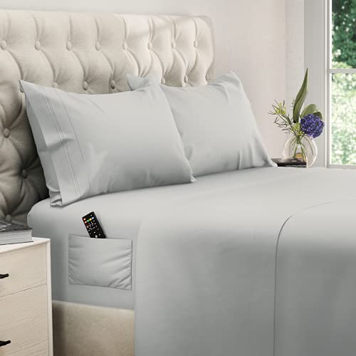 "DREAMCARE King Size Bed Sheets Set 4pc - Pocket up to 15"" - Draps Lit King - Up to 15"" Deep Pocket, Breathable & Cooling, Bed Sheets King Size, King Sheet Set, Luxury Hotel, Shrink & Fade Resistant"