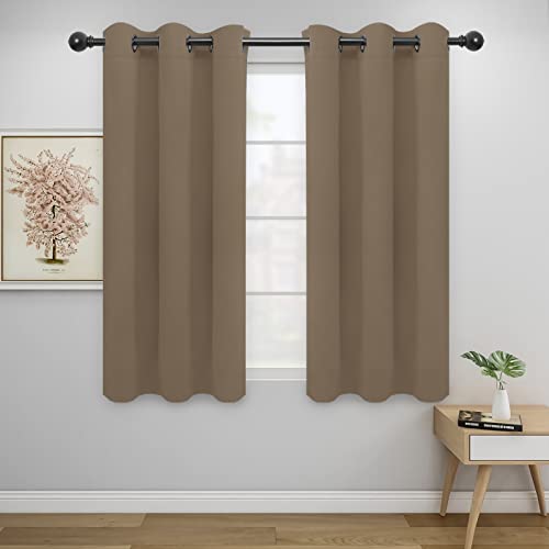 Easy-Going Blackout Curtains for Bedroom, Solid Thermal Insulated Grommet and Noise Reduction Window Drapes, Room Darkening Curtains for Living Room, 2 Panels (42x54 in, Camel)