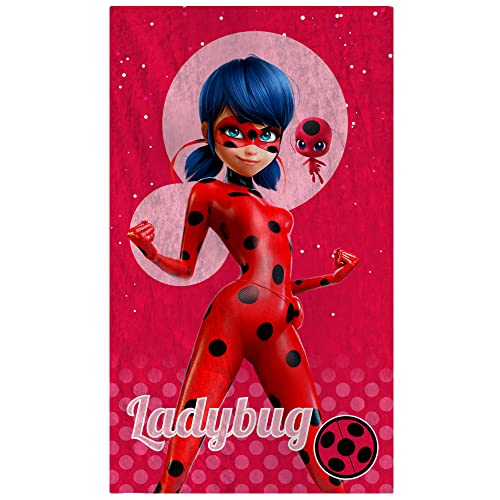 Miraculous Ladybug Supergirl Beach Towel - 100% Cotton - OEKO-TEX - 70 x 120 cm - Girl Print - Red
