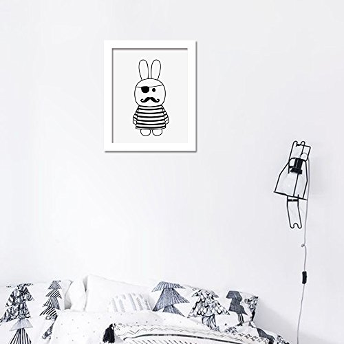 WALPLUS Rabbit Art Canvas Printing Wall Stickers, Vinyl, Multi-Colour, 40 x 30 x 3 cm