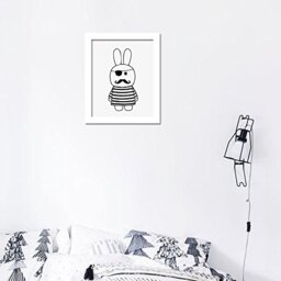 WALPLUS Rabbit Art Canvas Printing Wall Stickers, Vinyl, Multi-Colour, 40 x 30 x 3 cm