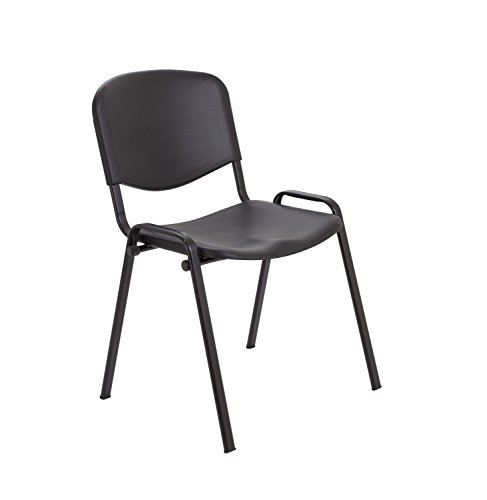 Office Hippo Heavy Duty Canteen Chair, Versatile & Robust Stackable Wipe Clean Chair With Strong Frame & Hygienic Seat, Up To 115kg Weight, Hard Wearing, 5 Year Frame Guarantee - Black, Single