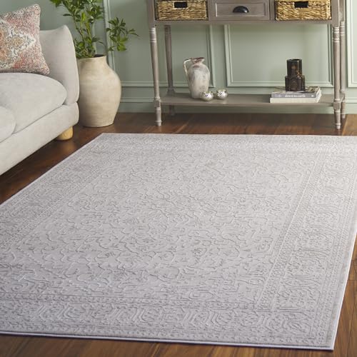 Safavieh Contemporary Rug for Living Room, Dining Room, Bedroom - Reflection Collection, Short Pile, in Cream and Ivory, 91 X 91 cm