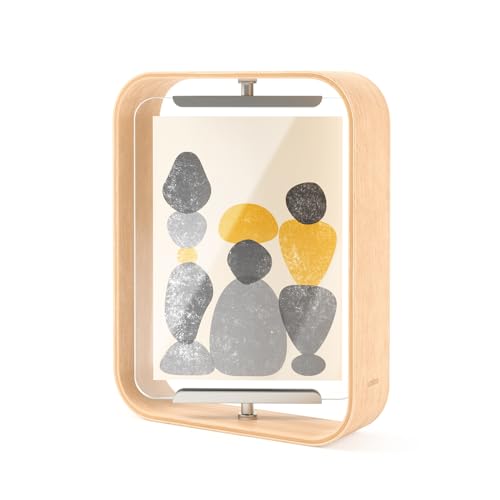Umbra Bellwood 5x7 Desk Picture Frame with Bent Wood Trim and Two-Sided Rotating Display, Natural