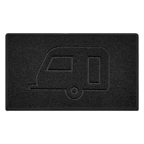 Nicoman CARAVAN Embossed Shape Door Mat Dirt-Trapper Jet-Washable Doormat-(Use Outdoor ONLY)- (75x44cm/29.5x17.3inches, Medium) Black