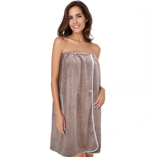 SINLAND Microfiber Women's Spa Wrap Lightweight Knee Length Bath Body Wrap Shower Towels with Adjustable Closure 32 Inch x 60 Inch