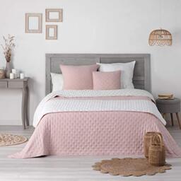 Douceur d'Intérieur Quilted Bed Runner, 80 x 180 cm, Microfibre, Two Tone, Mellow Chic Pink/White, 100% Polyester