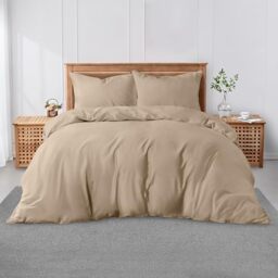 GC GAVENO CAVAILIA Single Size Duvet Cover - Super Soft Breathable Polycotton Bedding & Linen, Plain Dyed Washable Quilt & Comforter Cover - Natural