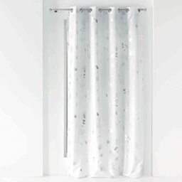 Douceur d'Intérieur Curtain with Eyelets 140 x 260 cm Polyester Printed Metallic White Silver