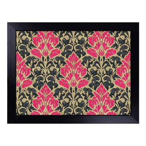 Lap Tray with Bean Bag Cushion, Victorian Floral Pattern - Handmade in the UK, Raised Wooden Edge, Padded Cushion, Heat-Resistant Wipe-Clean Surface, for Meals, Laptops and Crafts