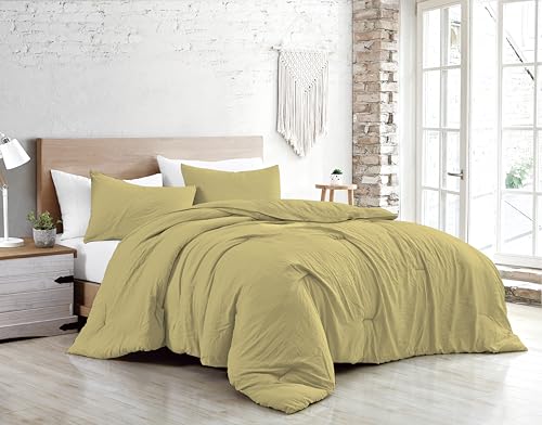 Jenny Sesal Bed Duvet Cover Set – Solid Colour – 100% Pure Cotton – Made in Italy Double – Single – Queen Size – Duvet Cover Set + Pillowcases (Ochre, Queen Size)