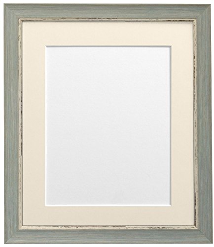 FRAMES BY POST Nordic Distressed Picture Photo Frame, Recycled Plastic, Blue with Ivory Mount, 20 x 16 Image Size 15 x 10 Inch