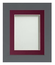 Frame Company Watson Grey Picture Photo Frame fitted with Perspex, A3 with Plum Mount for image size A4