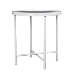 ASPECT Alario Top Round Side/End Lamp Table (42.5 diax47cm, White/Mirror) ST64W