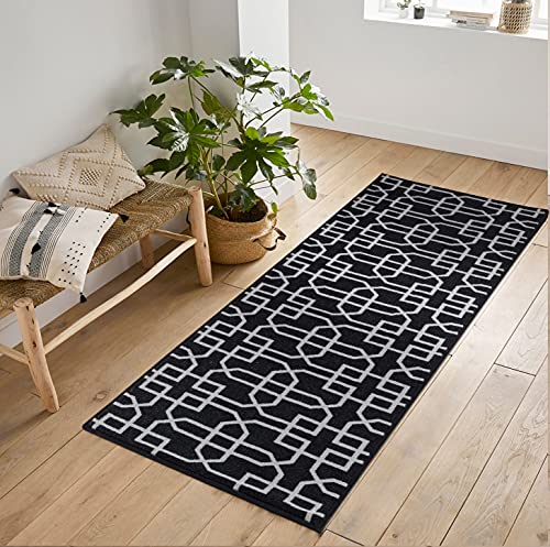 Washable Door Mat Kitchen Mats Non Slip Cubed Trellis Design Hall Runner- Indoor Door Mat - Hallway-Passage Corridor Doormats - Floor Mat