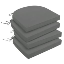 "downluxe Outdoor Chair Cushions, Waterproof Round Corner Memory Foam Seat Cushions with Ties for Garden Patio Funiture, 17"" x 16"" x 2"", Dark Grey, 4 Pack"