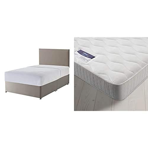Silentnight Non Storage Divan - Slate Grey - Single with Pocket Essentials 1000 Memory Mattress - Medium - Single