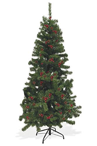 Galileo Casa Sestriere with Pine Cones and Berries Christmas Tree 180 cm, Green, Size: h