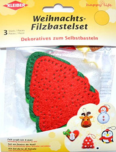 Kleiber 933-25 Felt Mini Christmas Baubles, Pack of 3