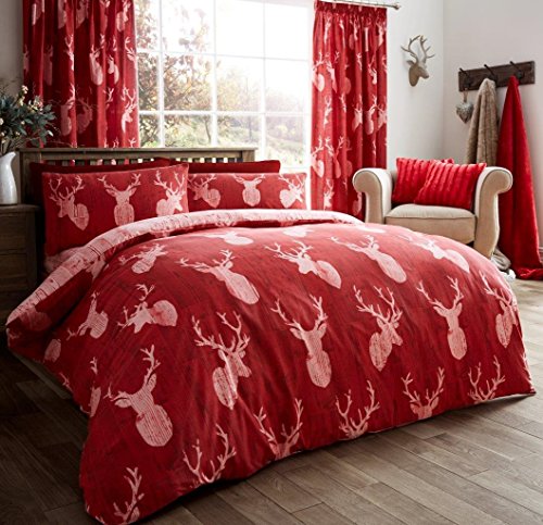 Gaveno Cavailia Luxury STAGS Bed Set with Duvet Cover and Pillow Case, Polyester-Cotton, Red, Double