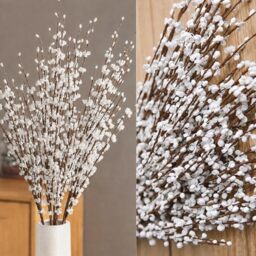 "Wootkey 5 Pcs 30"" Long Jasmine Artificial Flowers Faux Berries Fake Flower for Christmas New Year DIY Floral Art Plant Home Office Party Decoration (White)"