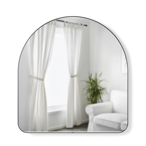 Umbra Hubba Arched Wall Mirror with Metallic Frame, Modern Style for Bathroom, Entryway, Living Room and More, 34 x 36-Inch, Titanium