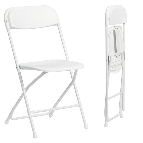 Real Relax Plastic Folding Chairs Set of 2, White Plastic Folding Chairs, Perfect for Party Event Outside Entertaining, 158kg Capacity