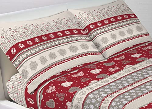BIANCHERIAWEB WEB LINEN 100% Cotton Bedding Set, Maxi Double Bed Sheets, Corvara Pattern