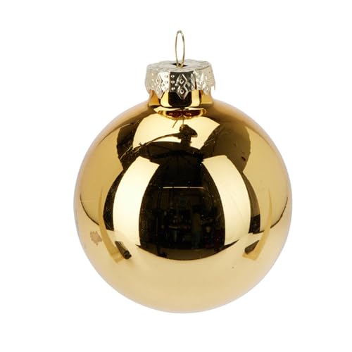 Well Home Set of 12 Gold Christmas Baubles Ø6cm - Glossy and Matt