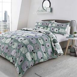 Fusion Duck Egg Blue Sheep Duvet Cover Set – Super King Size 260x220cm – Reversible Farm Animal Print – Soft Polycotton – Includes 2 Pillowcases – Novelty Bedding for Kids or Adults – Gift Idea