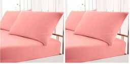 Gaveno Cavailia Plain Dyed Diamond Fitted Sheet, Polyester-Cotton, Pink, Double (Pack of 2)