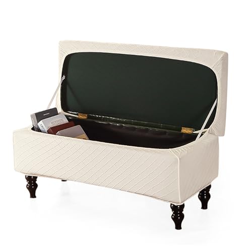 FUANGUI Ottoman Cover Slipcovers Rectangular Folding Stretch - Storage Bench Footrest Sofa Stool Covers Footstool Protector with Elastic Bottom, Removable Washable,Medium
