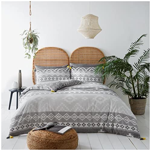 GC GAVENO CAVAILIA Home Collection Bedding, 3 Piece Cotton Blend Reversible Bedlinen Easy Care Bedset, Grey, 1 Quilt Cover and 2 Matching Pillow Cases